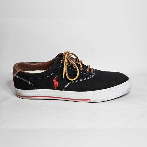 Polo Ralph Lauren Vaughn Black Skate Fashion Sneakers Canvas Shoes Men 9.5D Prep - Picture 2 of 13